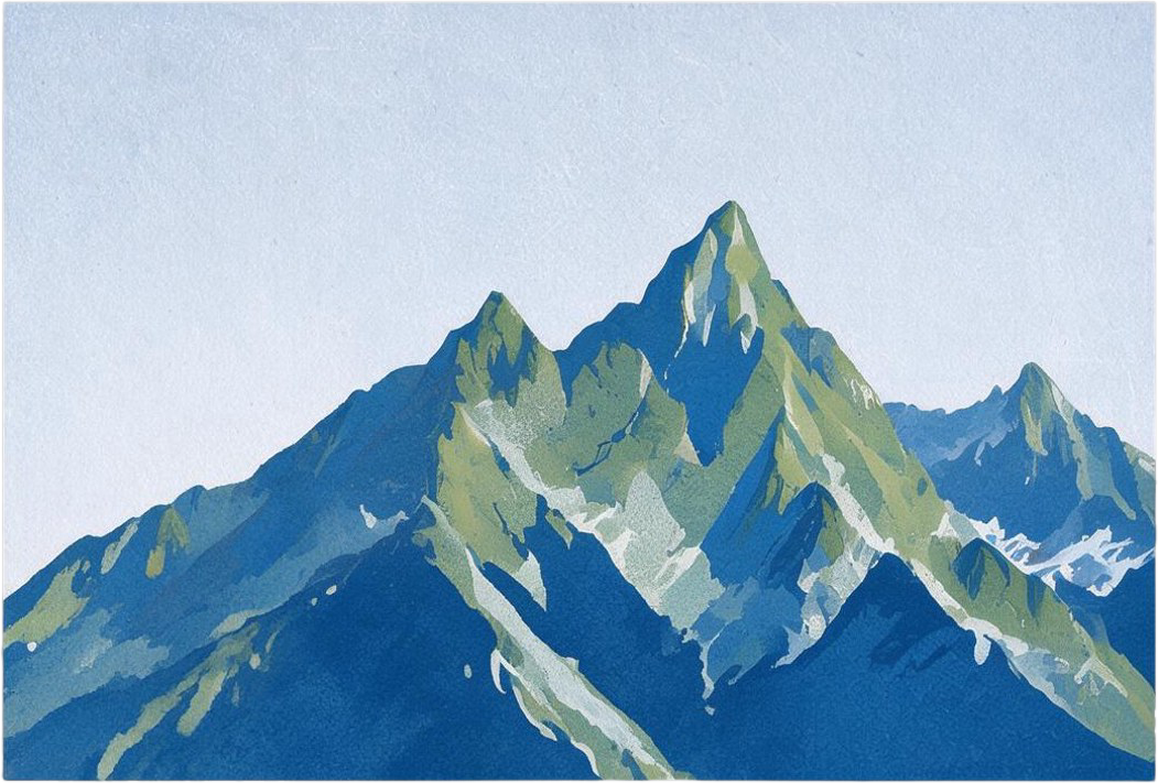 Watercolor mountain landscape painting